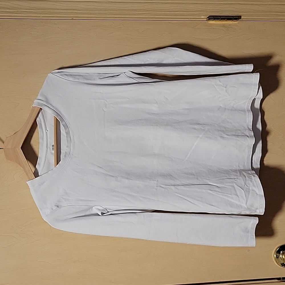 Uniqlo Women's Long Sleeve Cotton Shirt, White, L